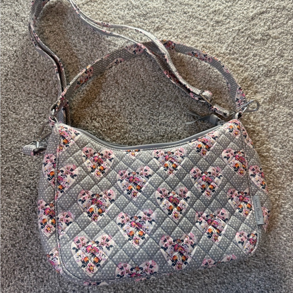 Vera Bradley Gray Floral Quilted Shoulder Bag